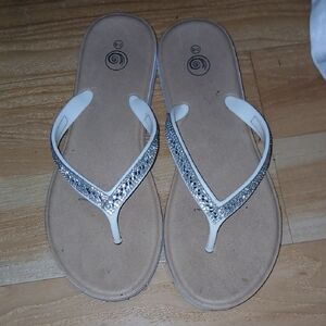Elegant White and Silver Women's Sandals